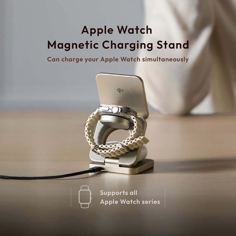 แท่นชาร์จไร้สาย ADAM elements Mag 3 Pro Qi2 3-in-1 Foldable Travel Charging Station สีเทาเข้ม